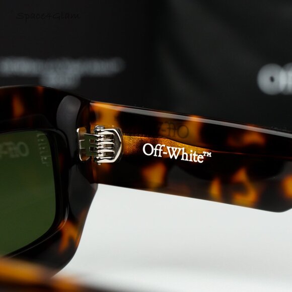 Off-White Women Sunglasses Havana Green Rectangle OERI138 CHARLOTTE 6055 NEW - Picture 7 of 9